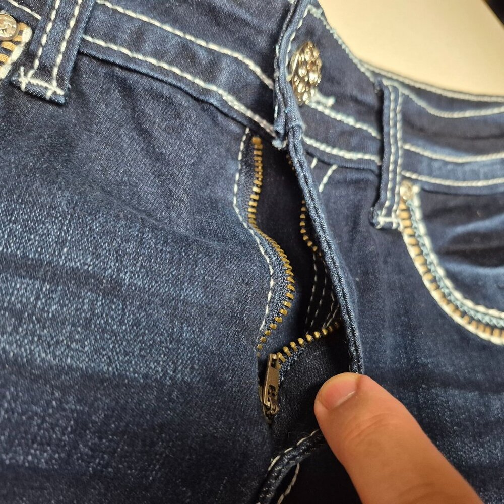 Westfield Eagle Womens Blue Jeans Embellished Straight Boho Dark Wash Sz 9 29/32 - Picture 7 of 8